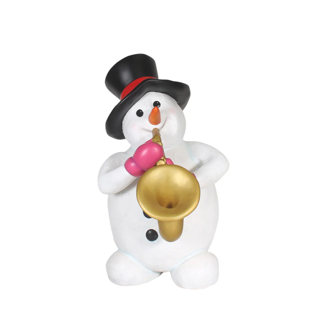 Large Fiberglass Snowman with Saxophone Figure, 57"