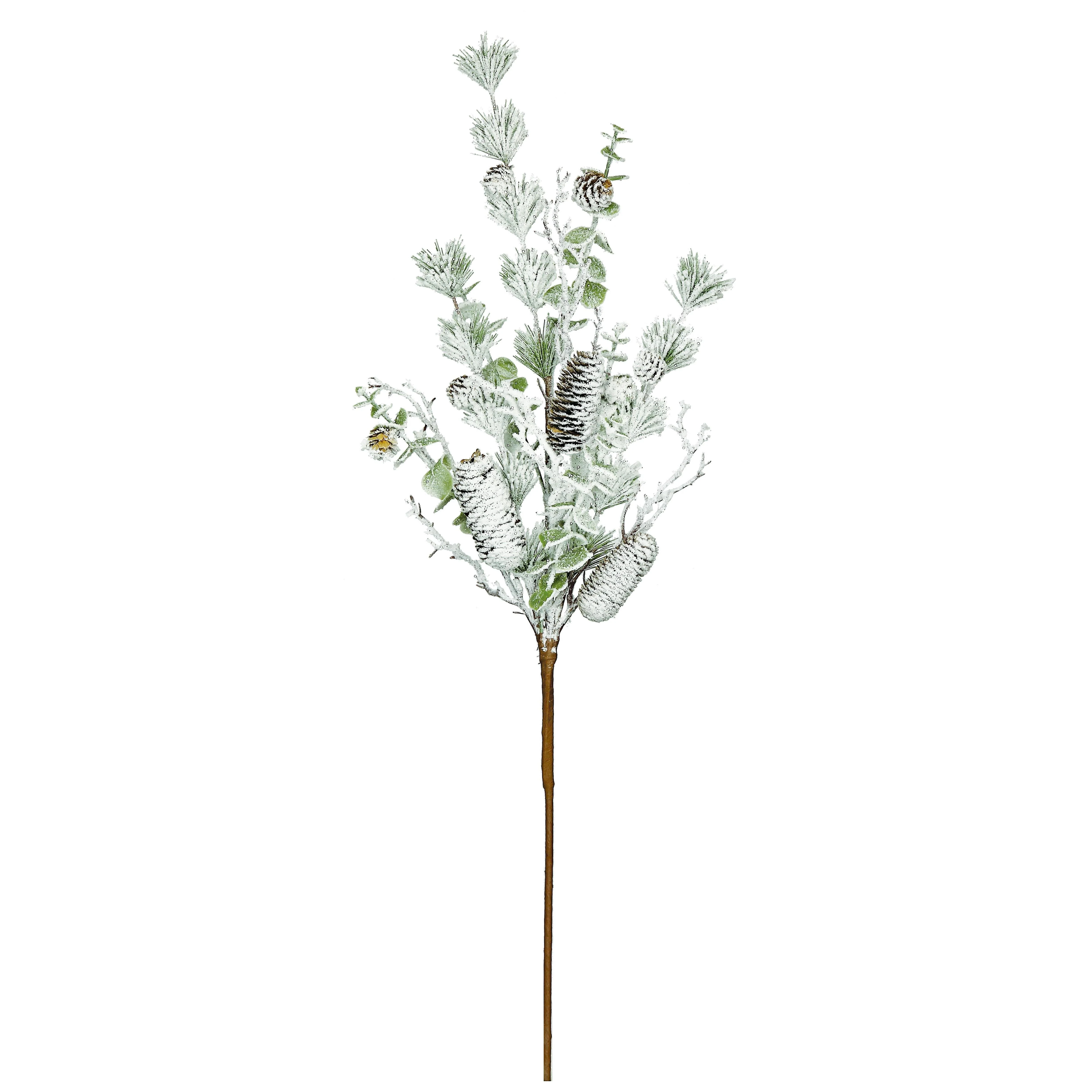 Snowy Twig, Cone & Eucalyptus Spray, 33"