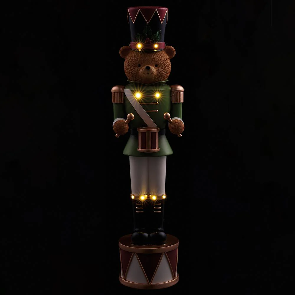 Soldier Bear Playing Drum w/Light Figurine, 21.5" - Image 2