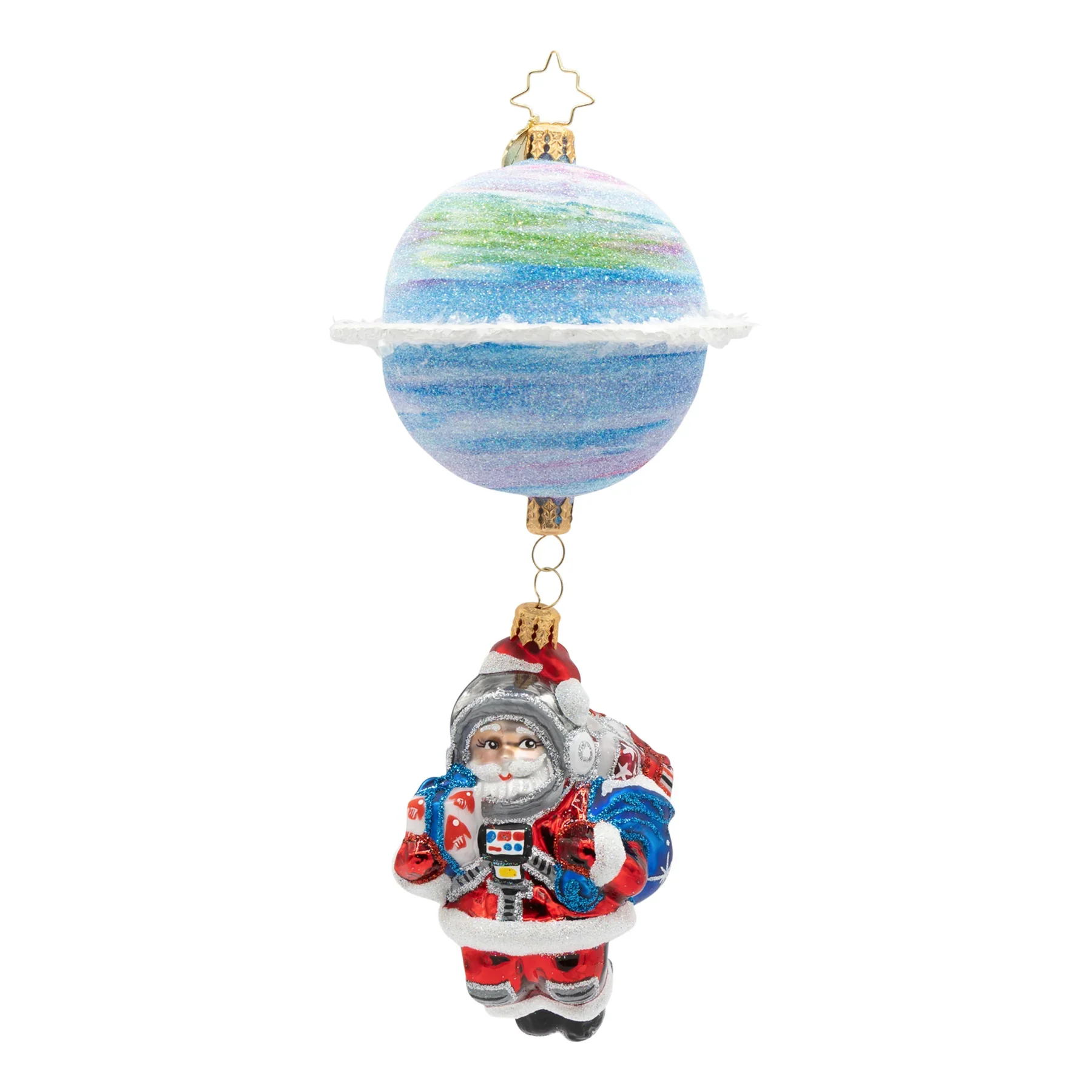 Space Nick Santa Glass Ornament, 8.25" - Image 2