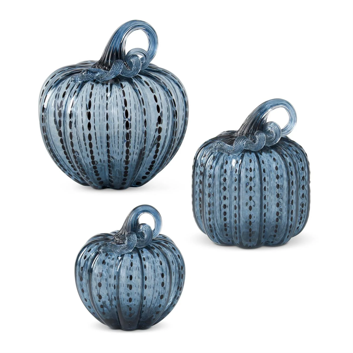 Speckled Blue Glass Pumpkins (Set of 3)