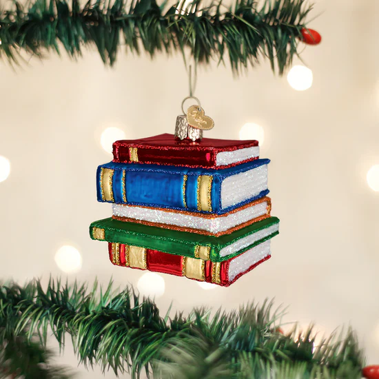 Stack Of Books Ornament, 2.5"