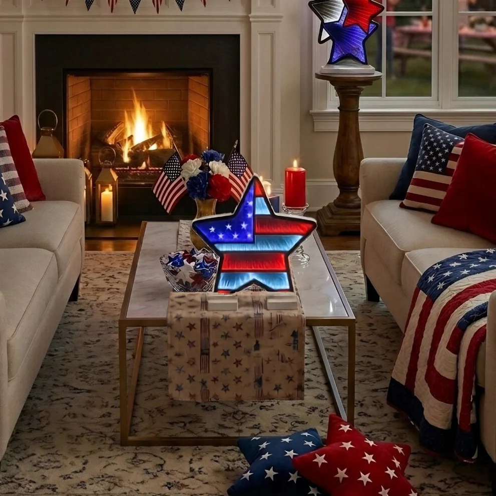 Star Flag Infinity Light, Acrylic, W/ UL Plug, 13.5" - Image 2