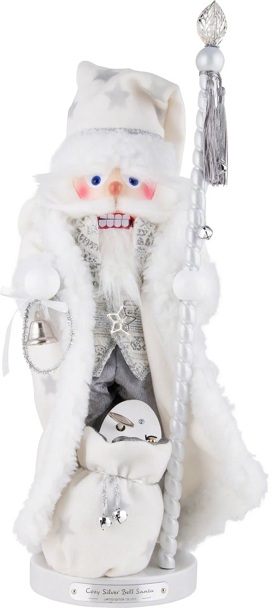 Steinbach Cozy Silver Bell Santa w/Music Nutcracker Figurine, 20.5"