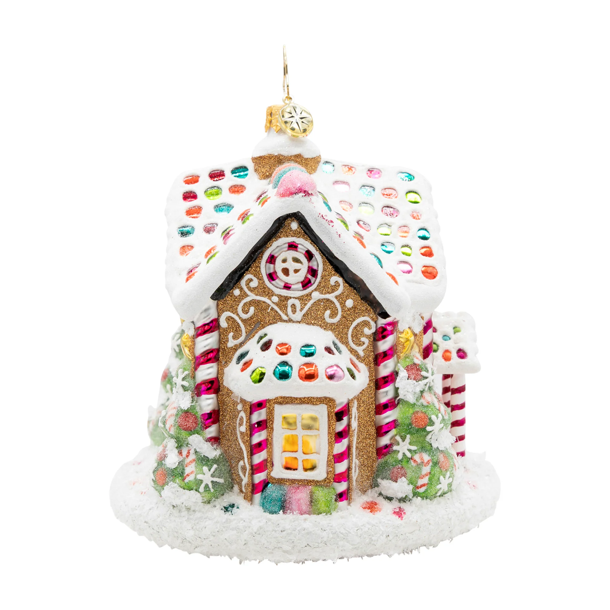 Sweet Treat House Gingerbread Glass Ornament, 5.25" - Image 3