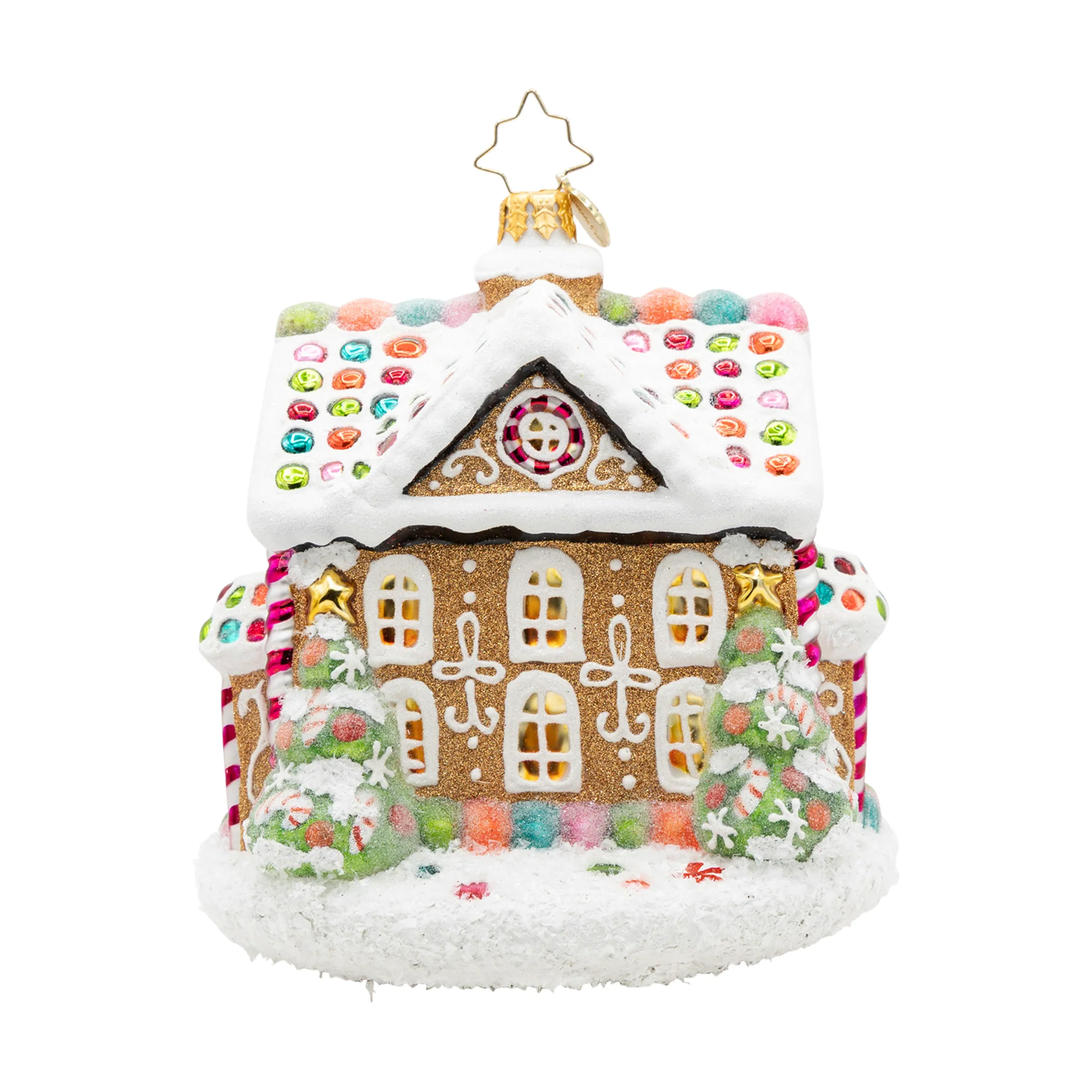 Sweet Treat House Gingerbread Glass Ornament, 5.25" - Image 4