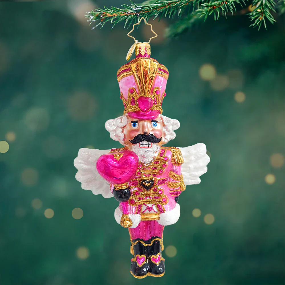 Sweetheart Nutcracker Glass Ornament, 6.5"