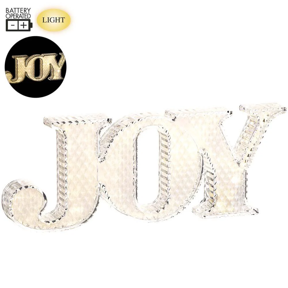 Table Top Acrylic Lighted "Joy" Sign, 6" x 18" - Image 3
