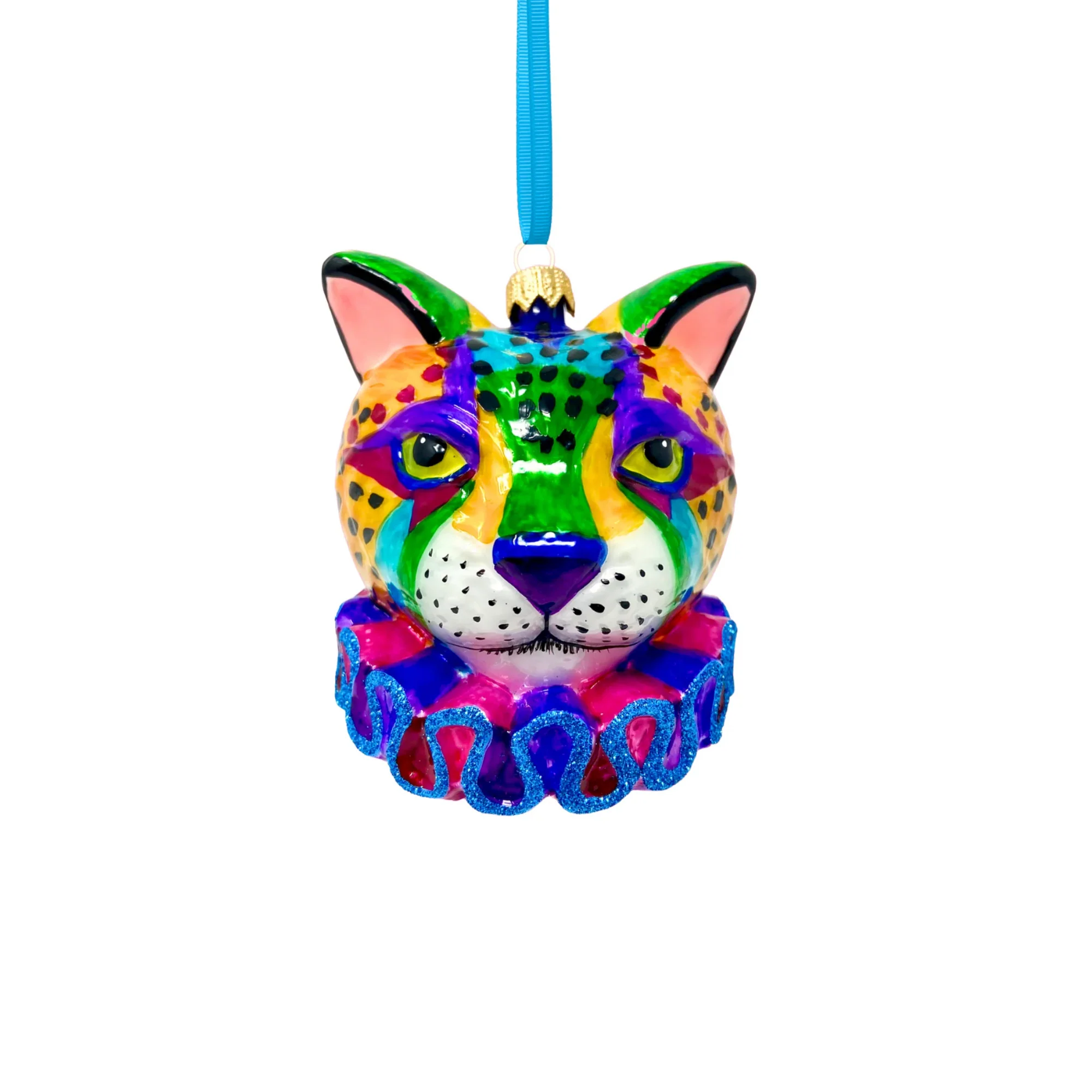 Technicolor Cheetah Glass Ornament, 4.25" - Image 2