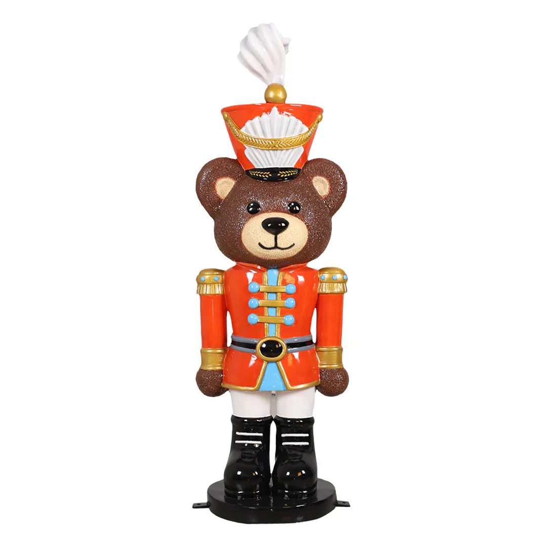 Large Fiberglass Teddy Bear Nutcracker Figure, 59"