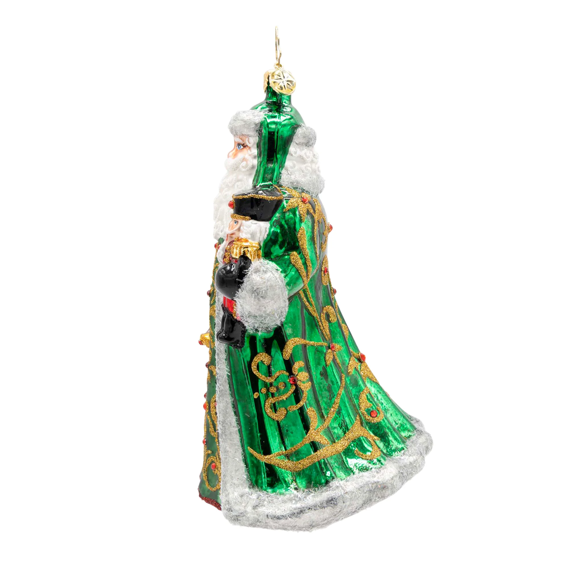 The Emerald Giftbearer Santa Glass Ornament, 6.25" - Image 2