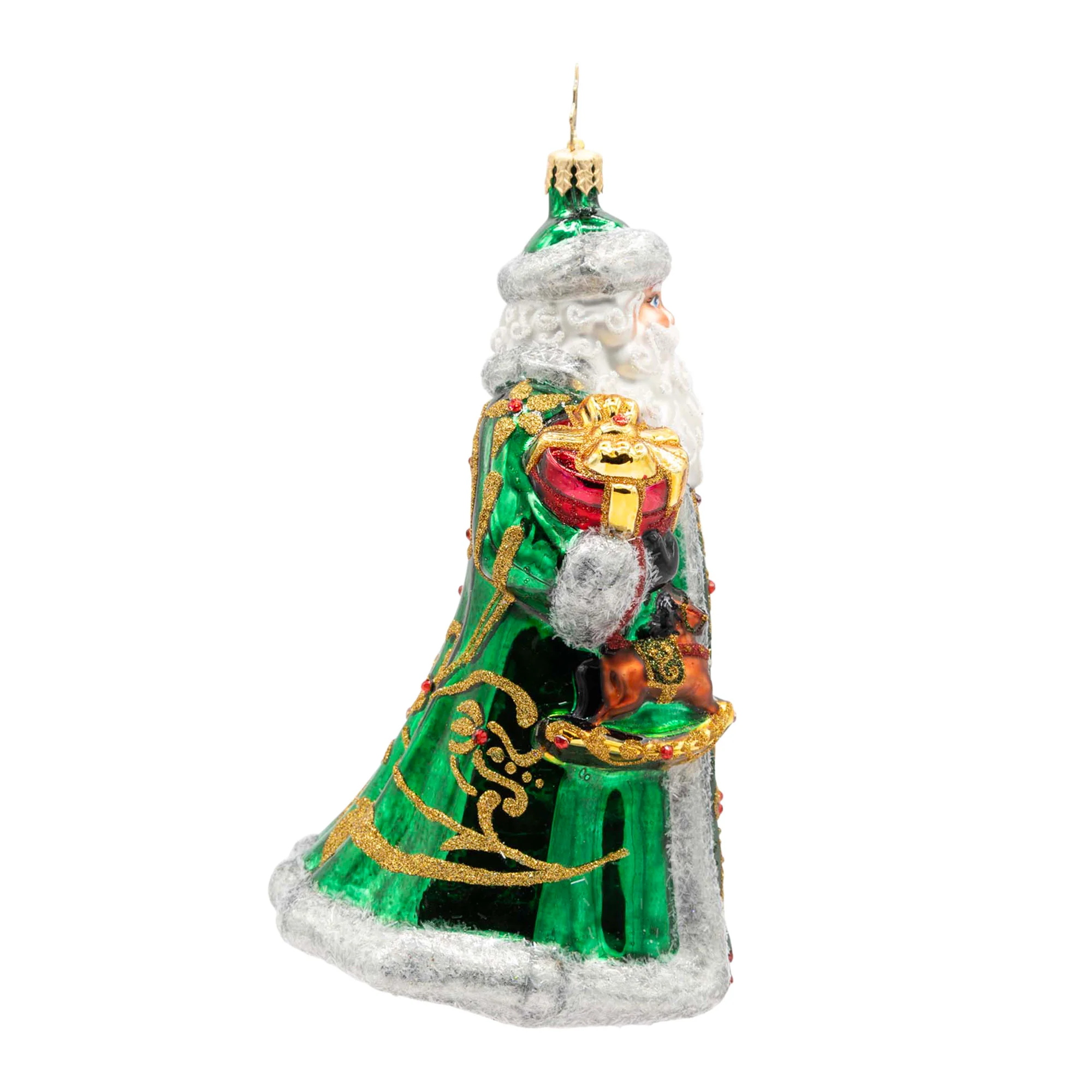 The Emerald Giftbearer Santa Glass Ornament, 6.25" - Image 3