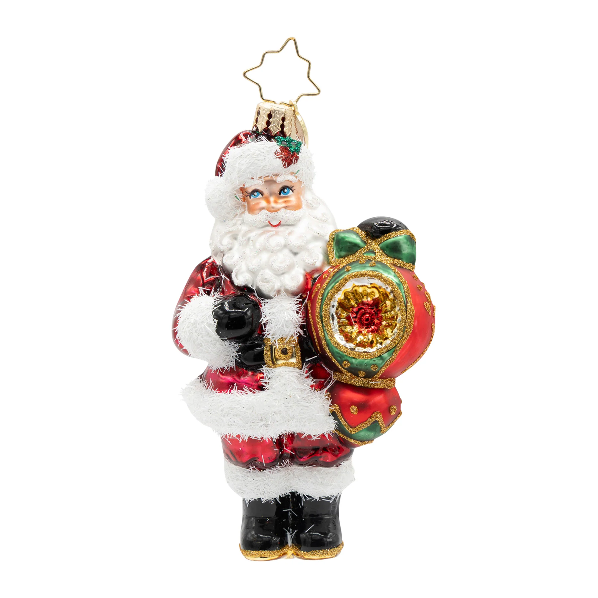 The Merry Bauble Santa Glass Ornament, 4.25" - Image 2