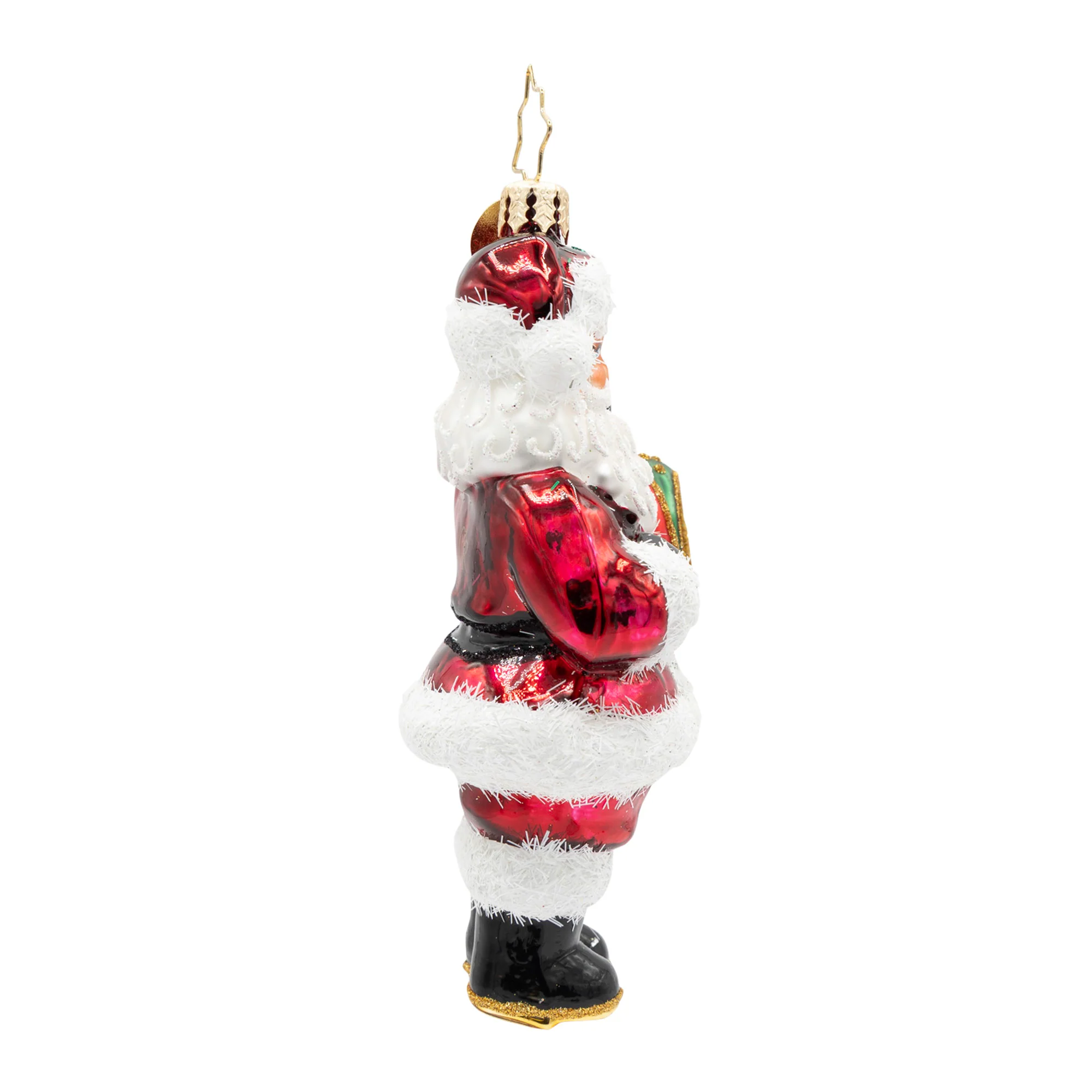 The Merry Bauble Santa Glass Ornament, 4.25" - Image 3
