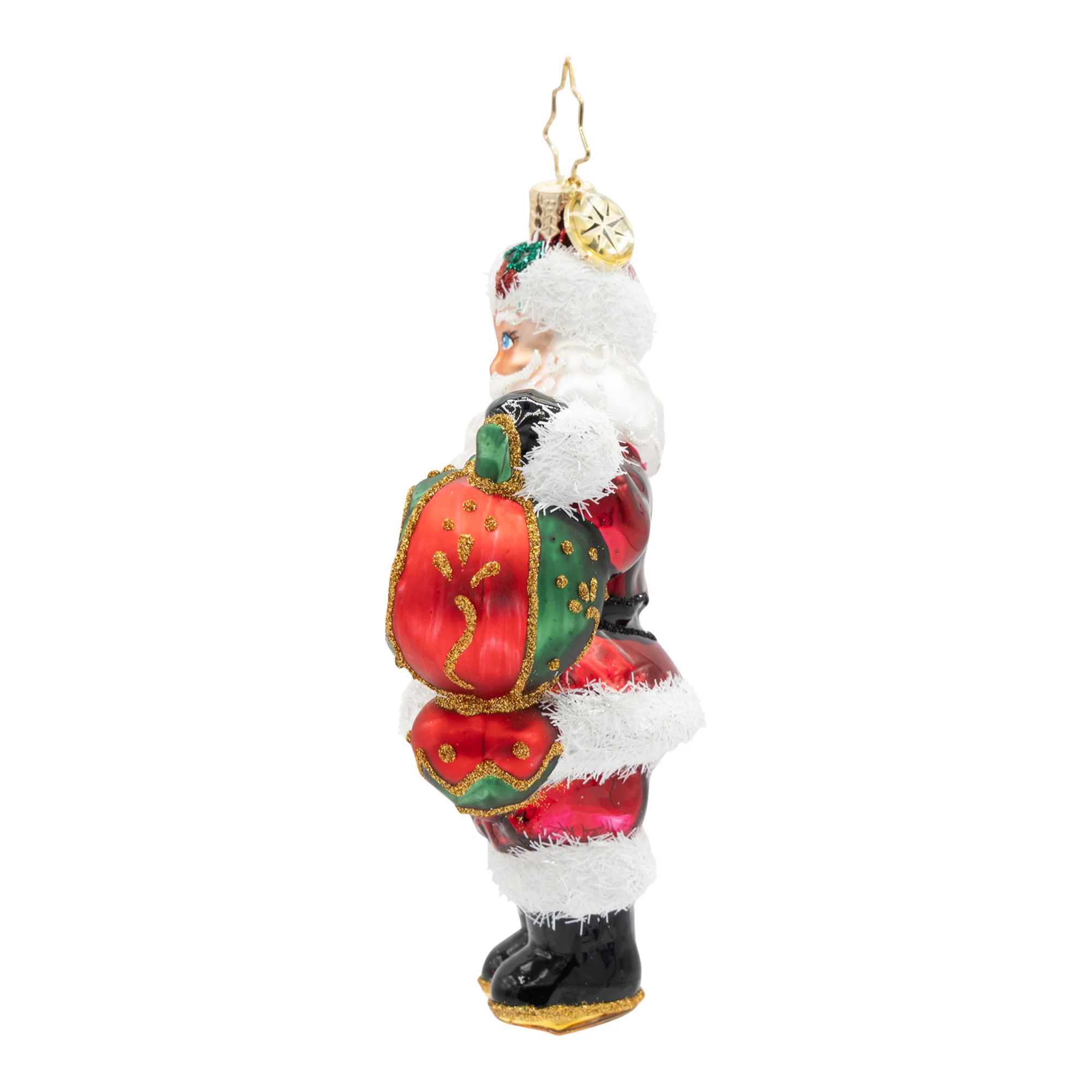 The Merry Bauble Santa Glass Ornament, 4.25" - Image 4