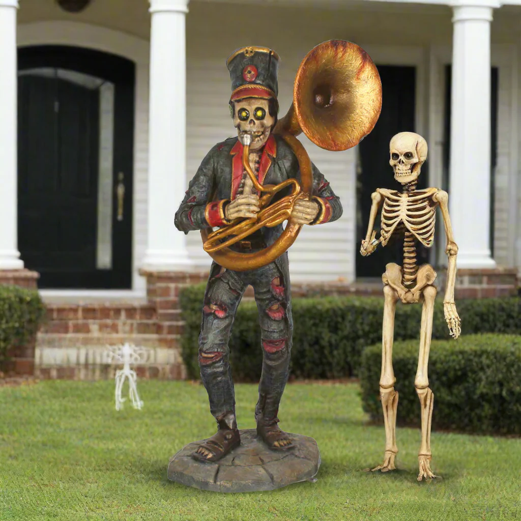 Lifesize Fiberglass The Undead Horn Player Figure, 67"