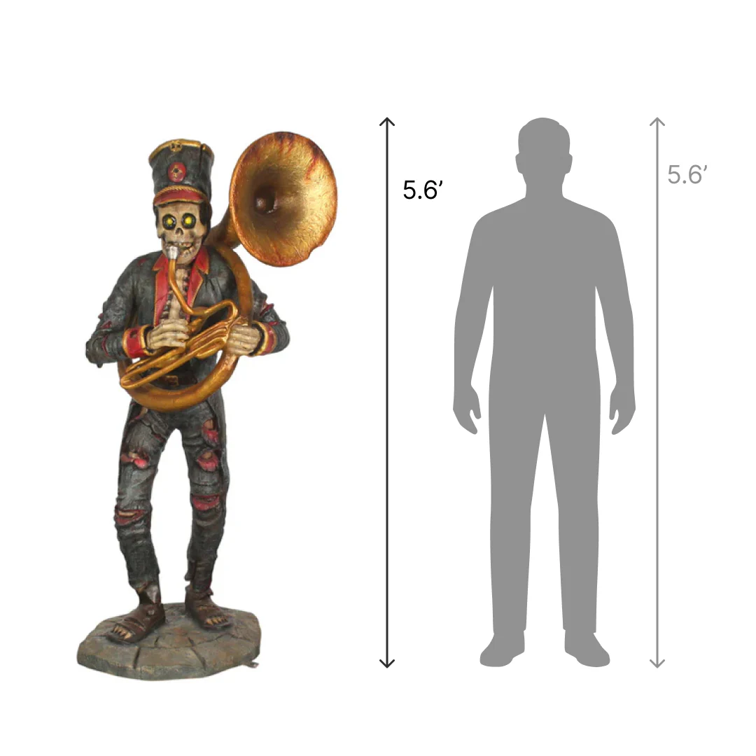 Lifesize Fiberglass The Undead Horn Player Figure, 67" - Image 2