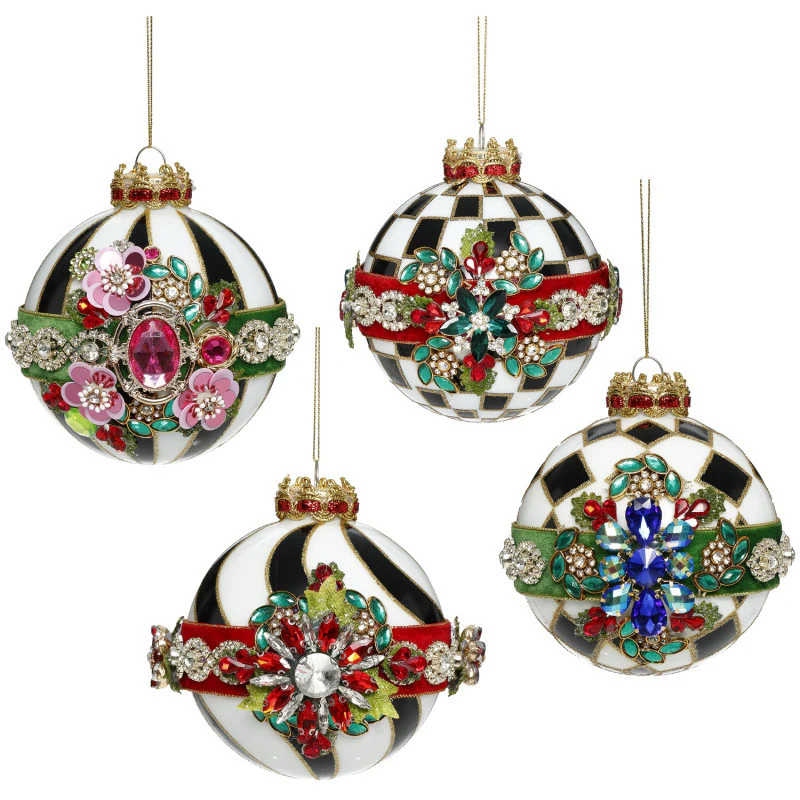 Timeless Jeweled Baubles Ornaments, 4" (Set of 4)