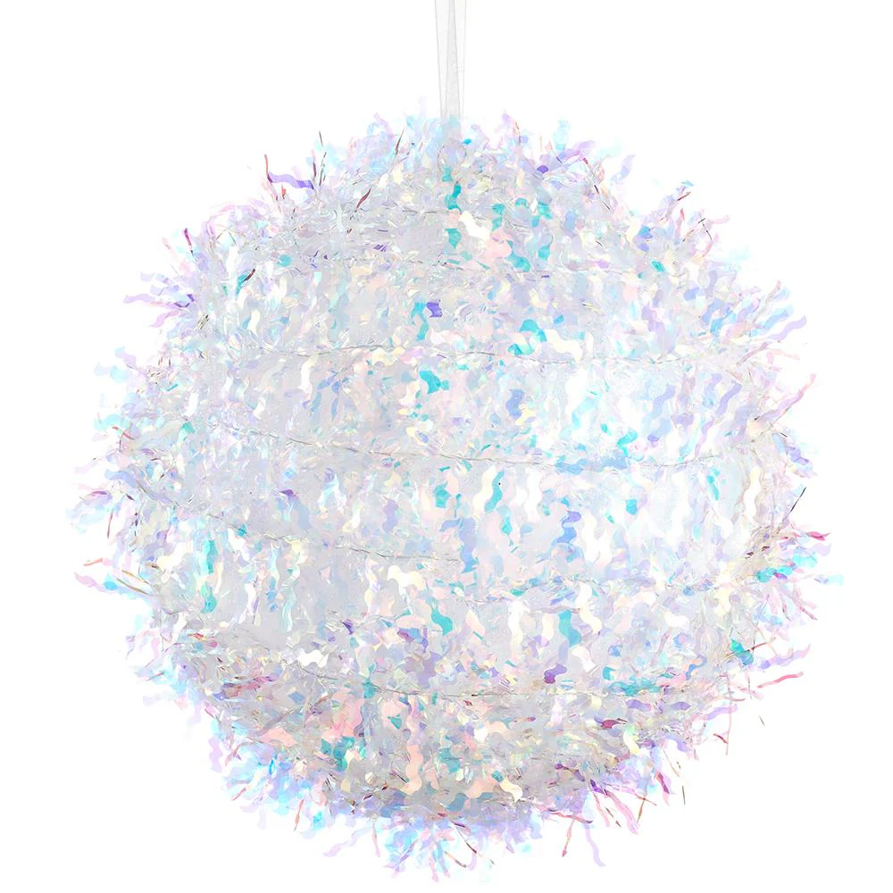 Tinsel Ball Ornament, 8" (Iridescent)