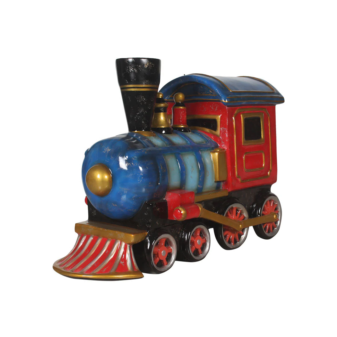 Large Fiberglass Blue Toy Train, 43"