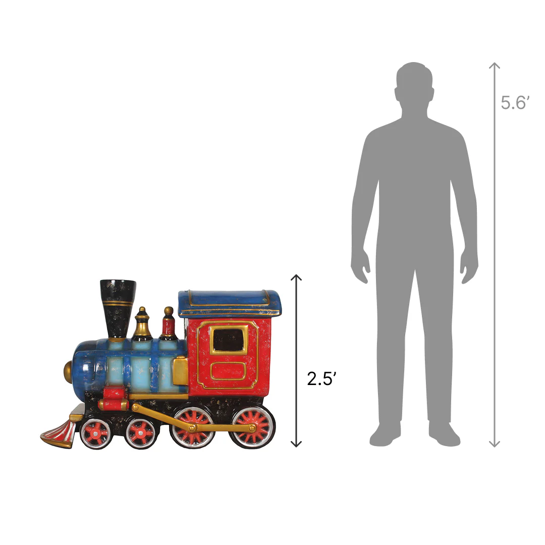 Large Fiberglass Blue Toy Train, 43" - Image 2