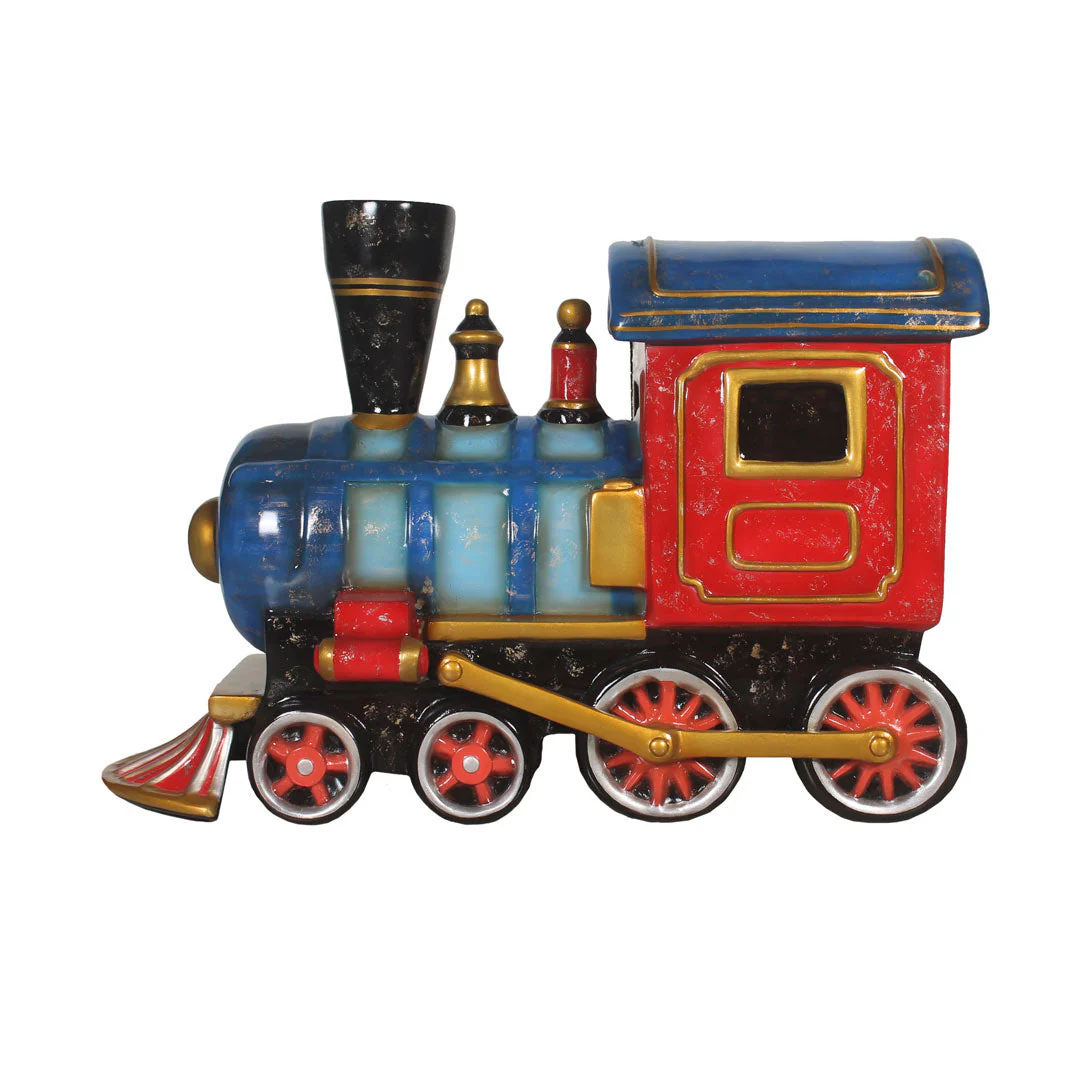 Large Fiberglass Blue Toy Train, 43" - Image 4