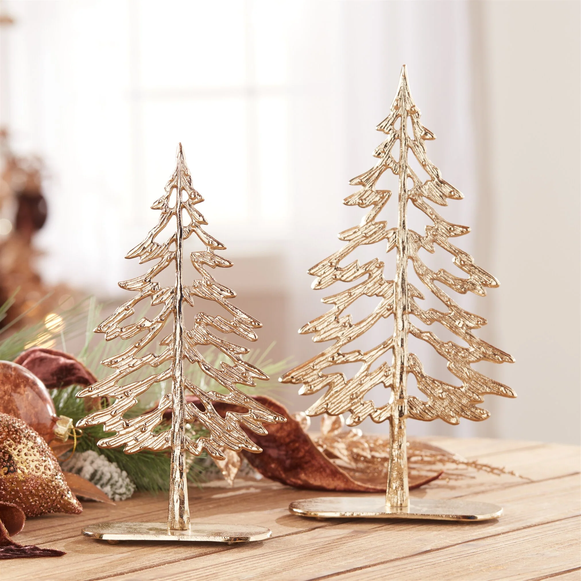 Aluminum & Wood Trees, 10.5 - 12.5" (Set of 2) - Image 4
