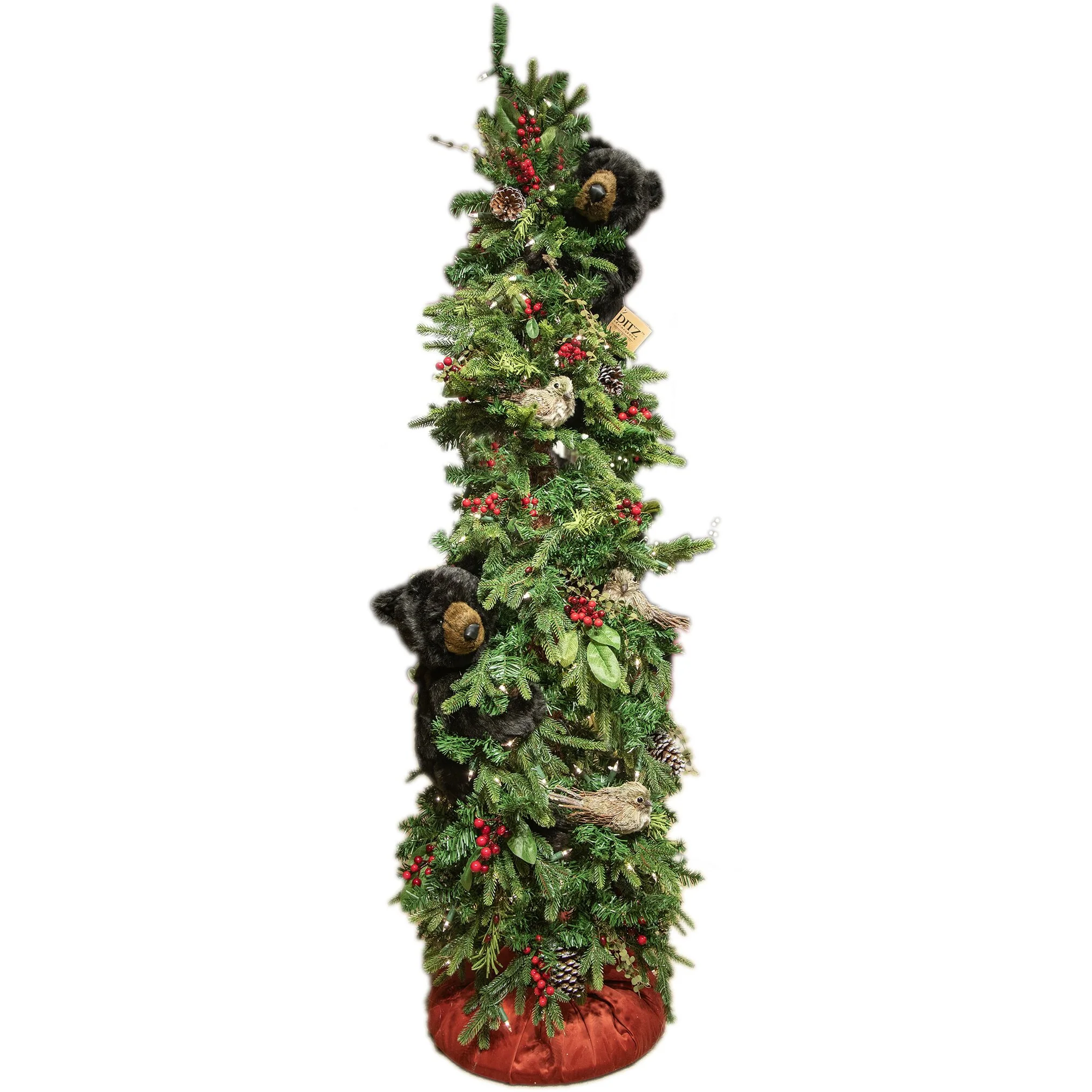 Tuscan Christmas Frolic Tree W/Black Bears Large Figurine, 72"