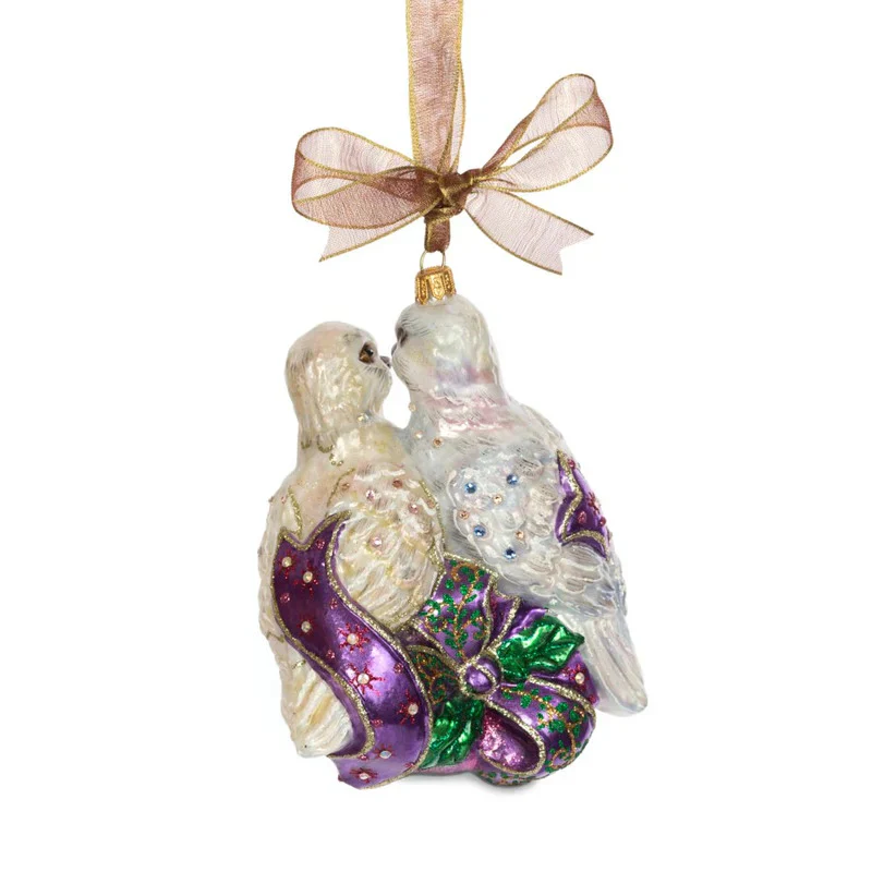 Two Turtle Doves Glass Ornament, 5.75" - Image 4