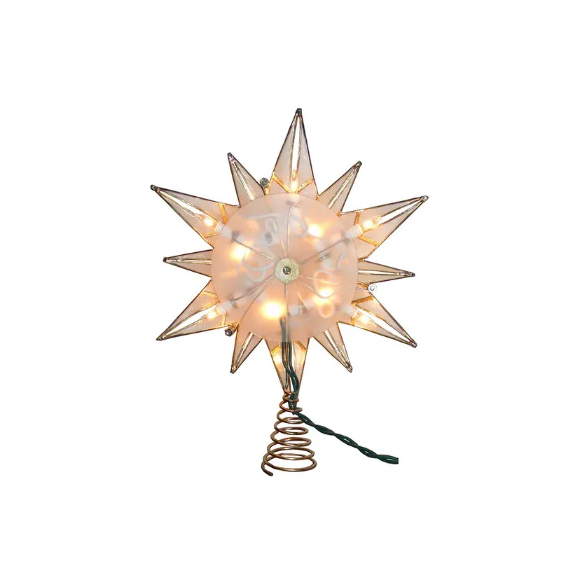 UL 10-Light Capiz Star With Center Gem Treetop, 10.24" - Image 6