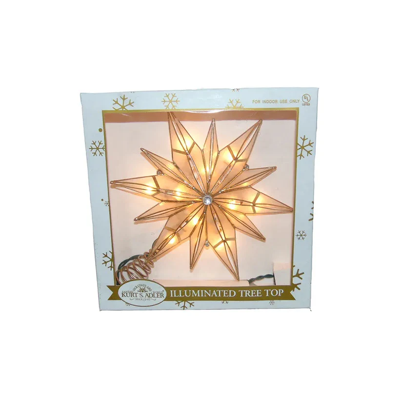 UL 10-Light Capiz Star With Center Gem Treetop, 10.24" - Image 8