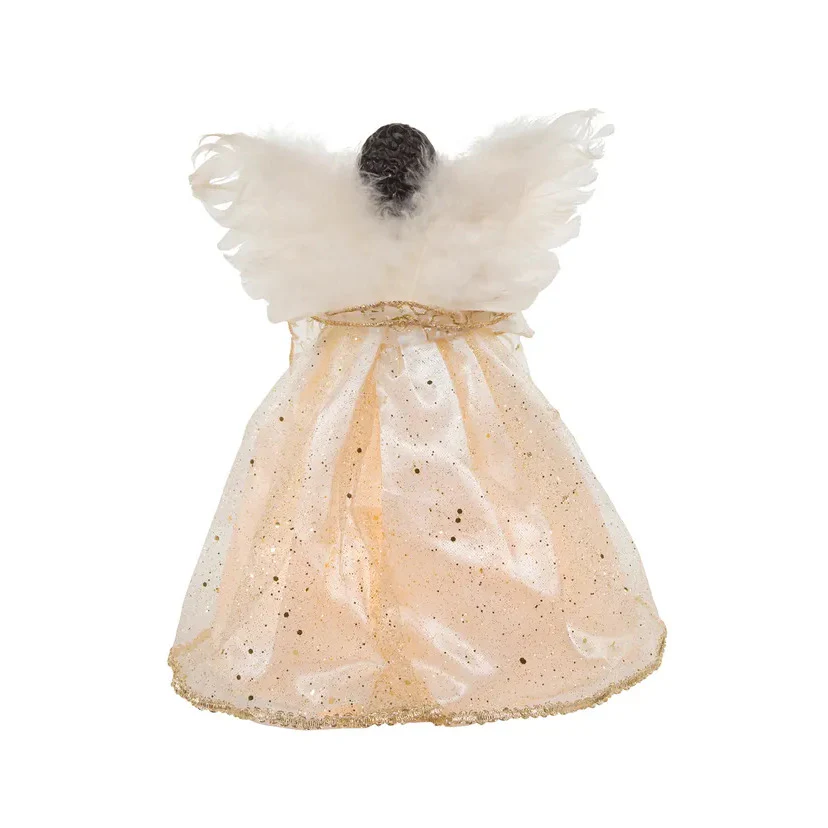 UL 10-Light Ivory & Gold African American Angel Treetop, 12" - Image 5