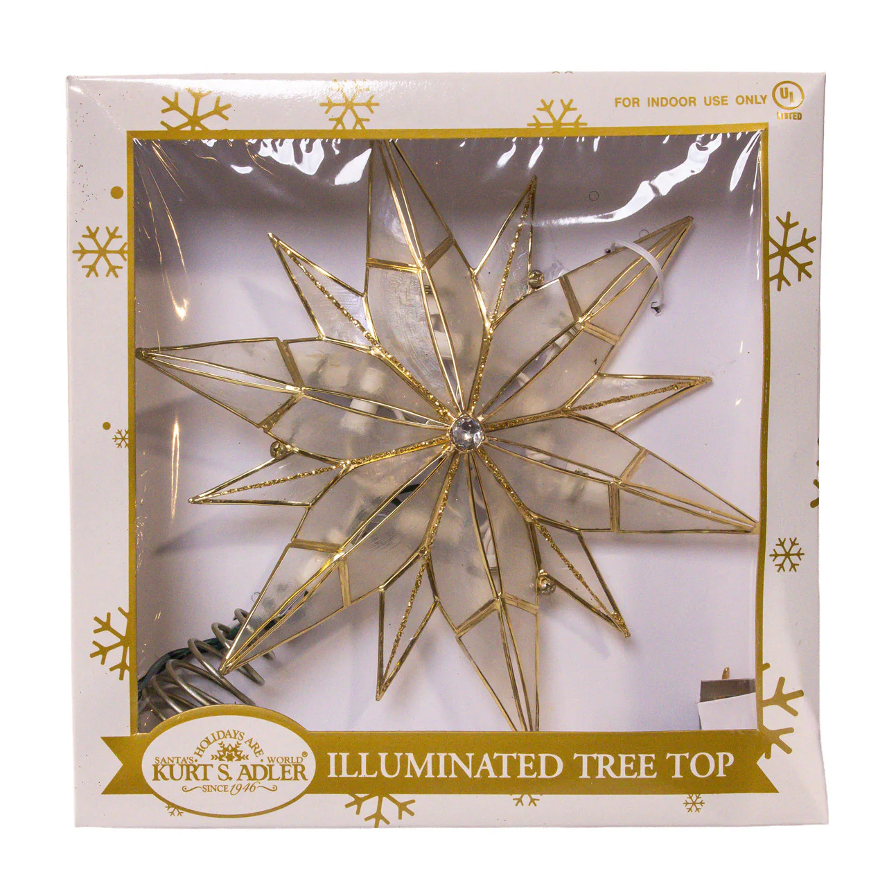 UL 10L 12-Point Capiz Star With Gemstone Center Treetop - Image 2