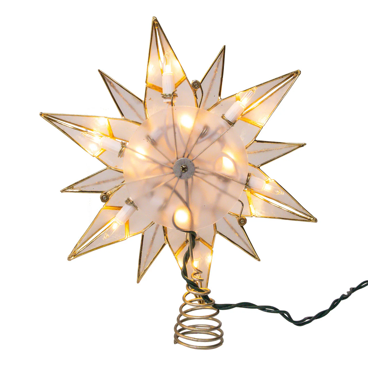 UL 10L 12-Point Capiz Star With Gemstone Center Treetop - Image 6