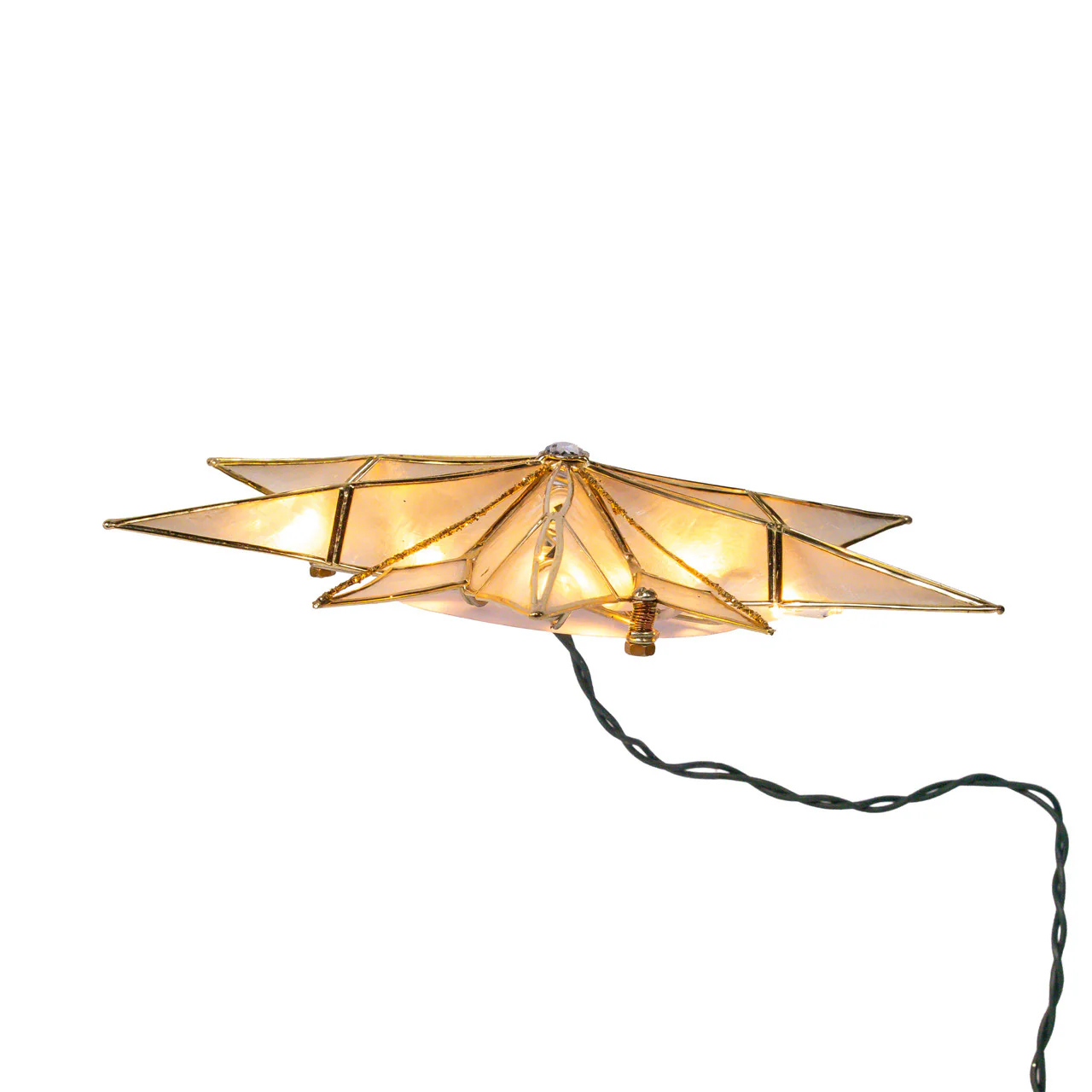 UL 10L 12-Point Capiz Star With Gemstone Center Treetop - Image 8