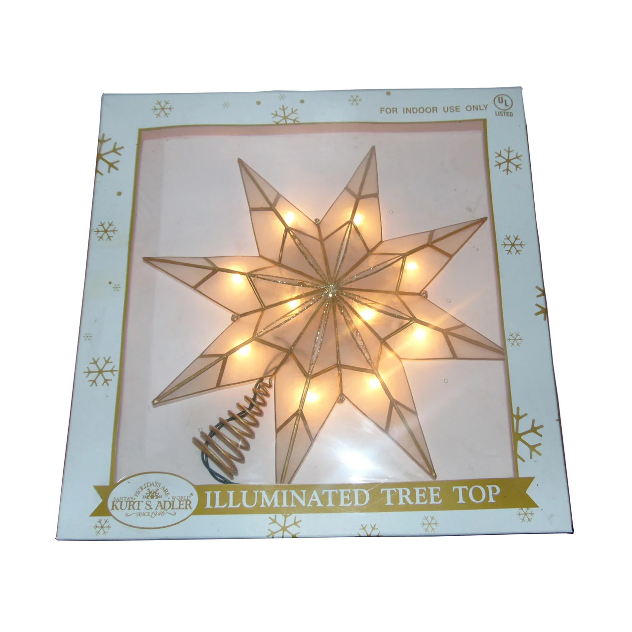UL 10L 8-Point Capiz Gold Star Treetop, 14" - Image 2