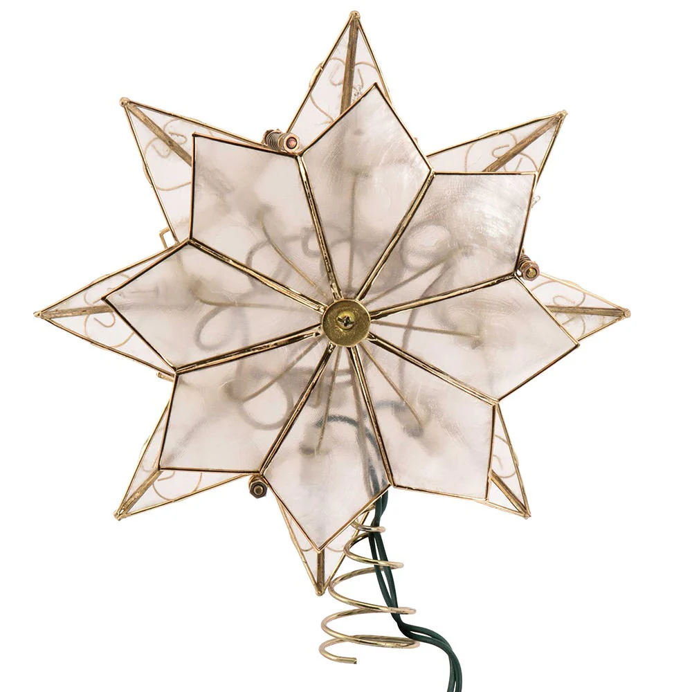 UL 10L 8-Point Capiz Gold Star With Arabesque Decoration Treetop, 9.27"