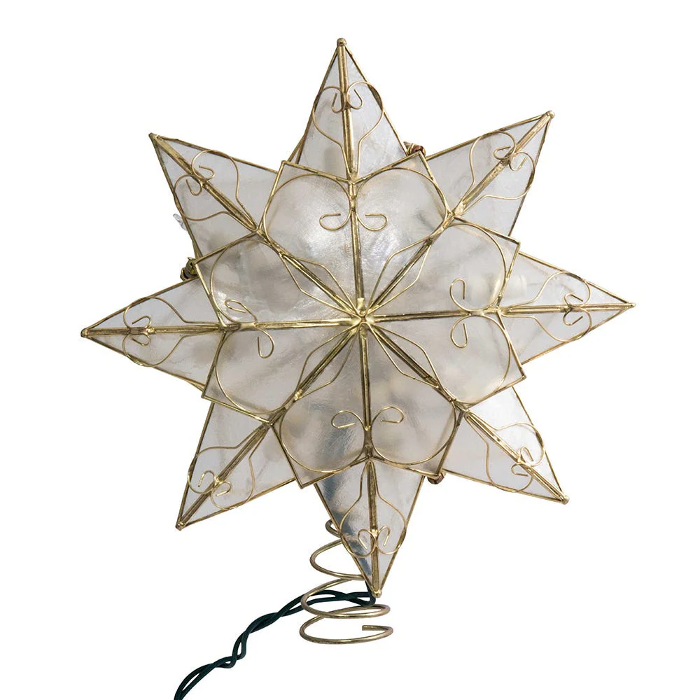 UL 10L 8-Point Capiz Gold Star With Arabesque Decoration Treetop, 9.27" - Image 3