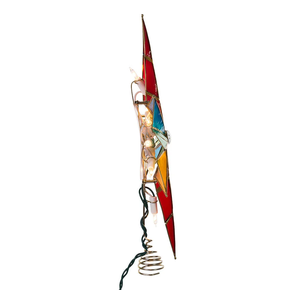 UL 10L Capiz Multicolored Bethlehem Star With Gem Center Treetop, 12" - Image 4