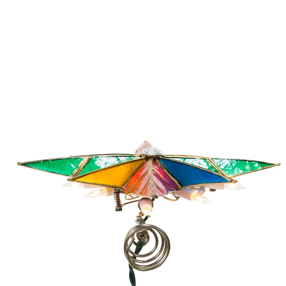 UL 10L Capiz Multicolored Bethlehem Star With Gem Center Treetop, 12" - Image 5