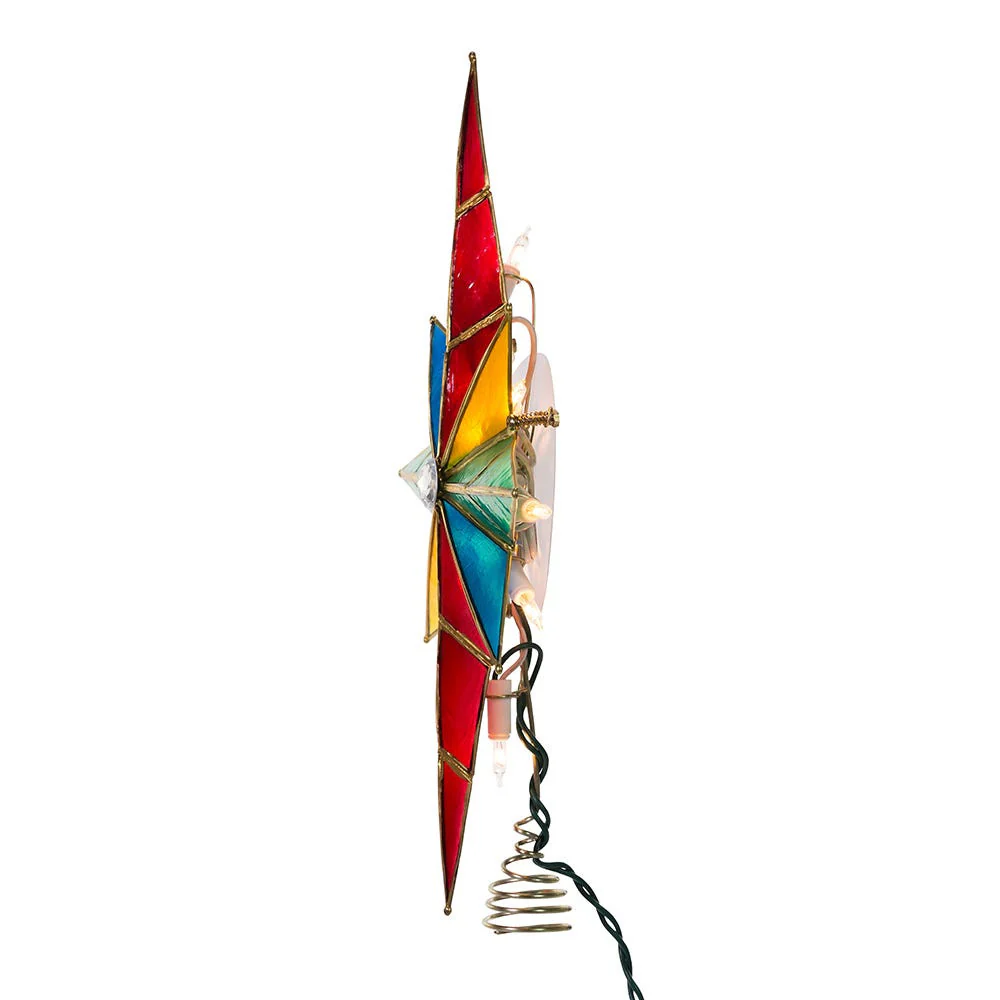 UL 10L Capiz Multicolored Bethlehem Star With Gem Center Treetop, 12" - Image 8