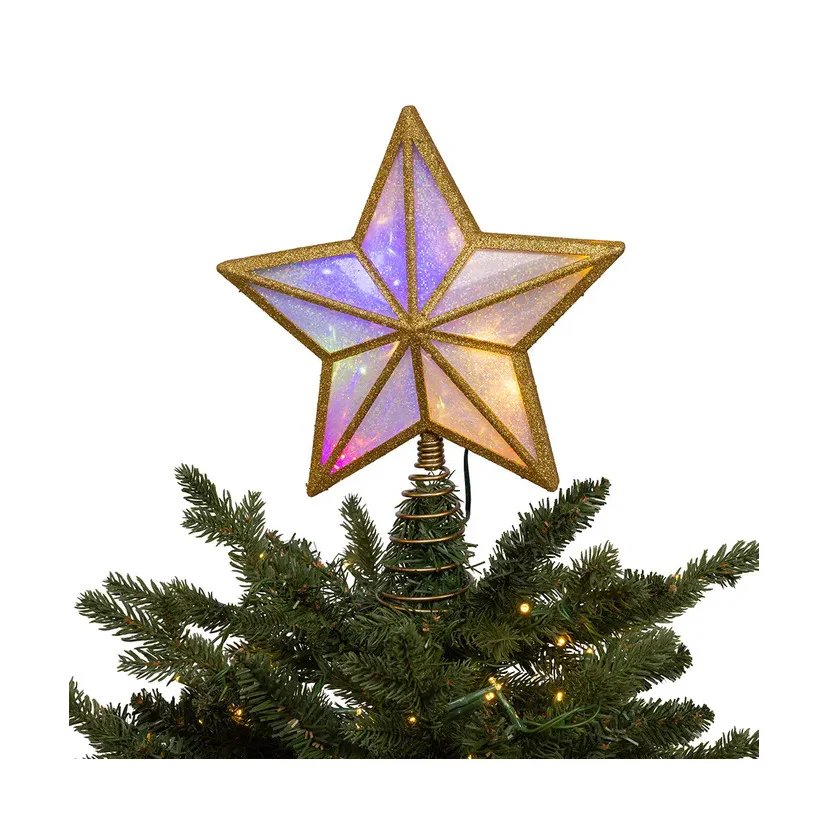 UL 20L Multicolor Fairy Twinkle LED Gold Glitter Star Treetop, 11.5" - Image 7