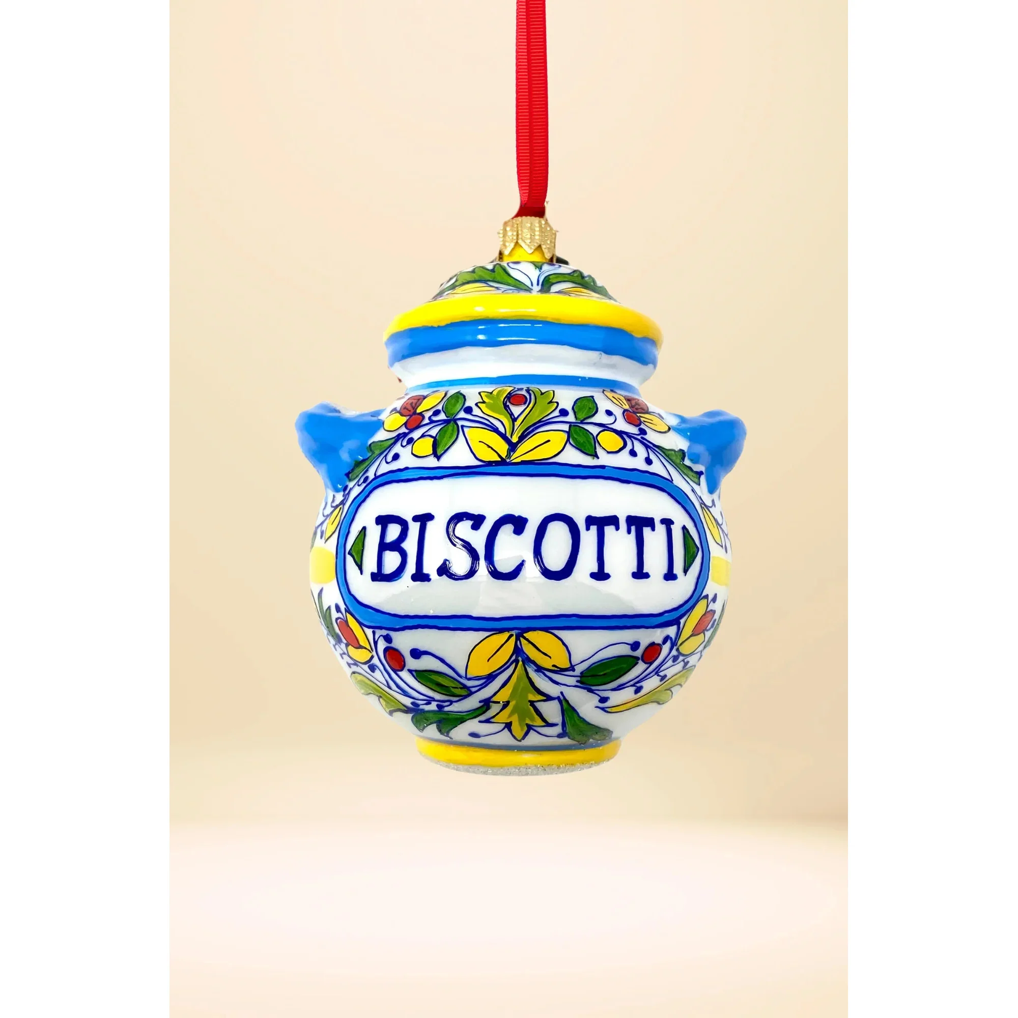 Valentino Cookie Jar Polish Glass Ornament, 4"