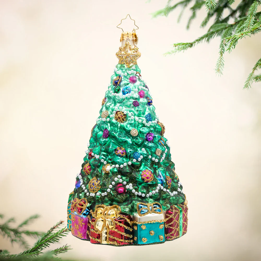 Victorian Splendor Christmas Tree Glass Ornament, 7"