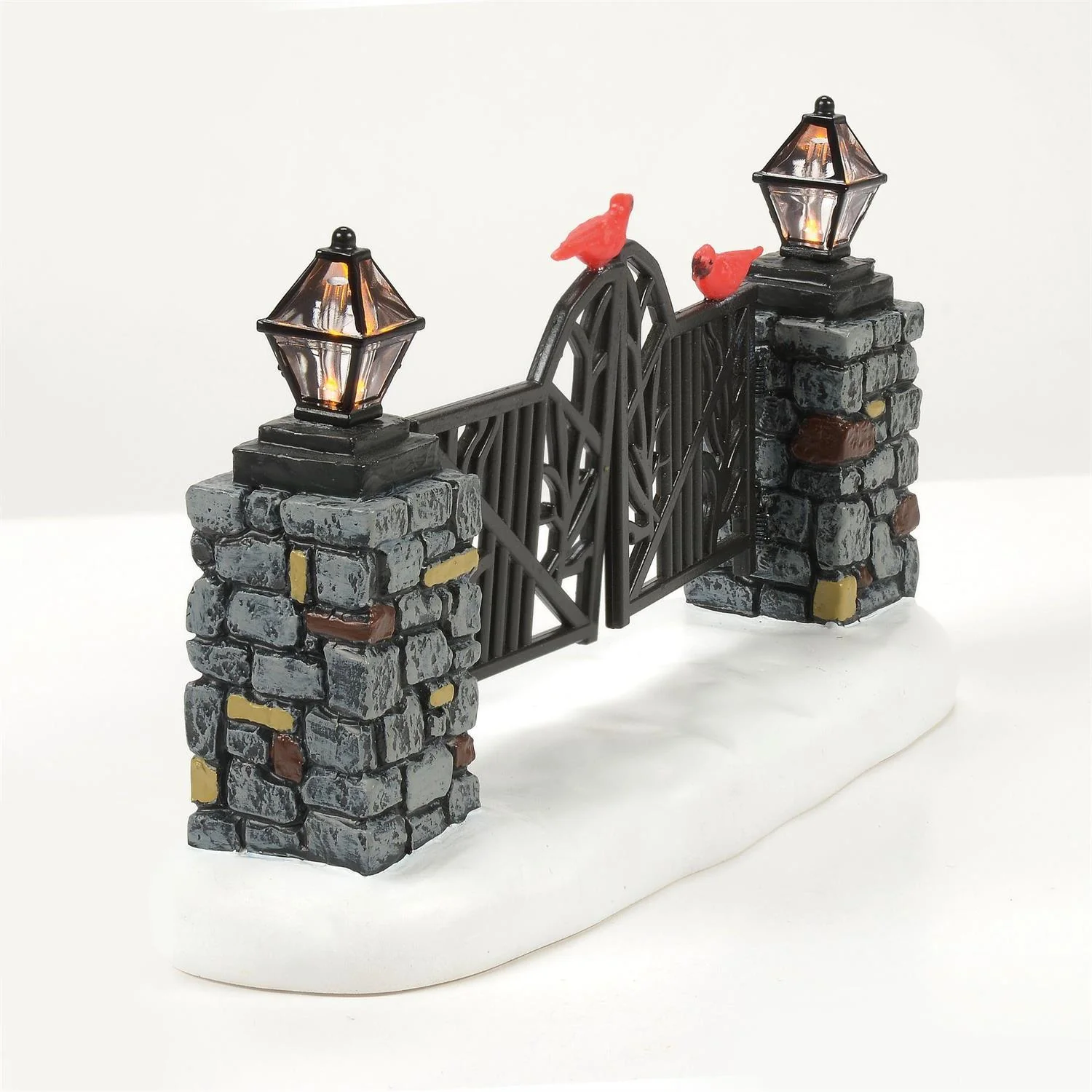 Village Accessories - Cardinal LIT Christmas Gate Figurine