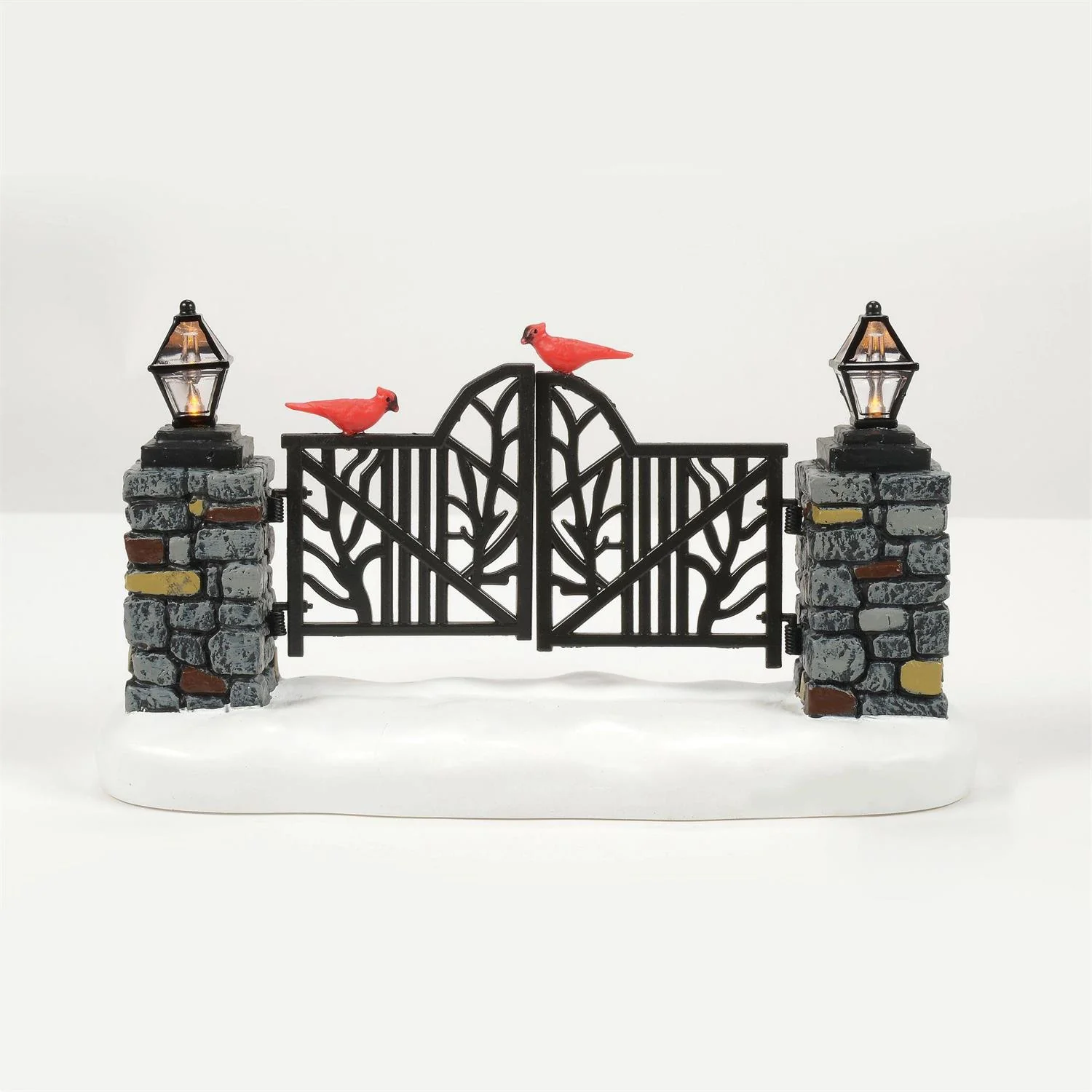 Village Accessories - Cardinal LIT Christmas Gate Figurine - Image 4