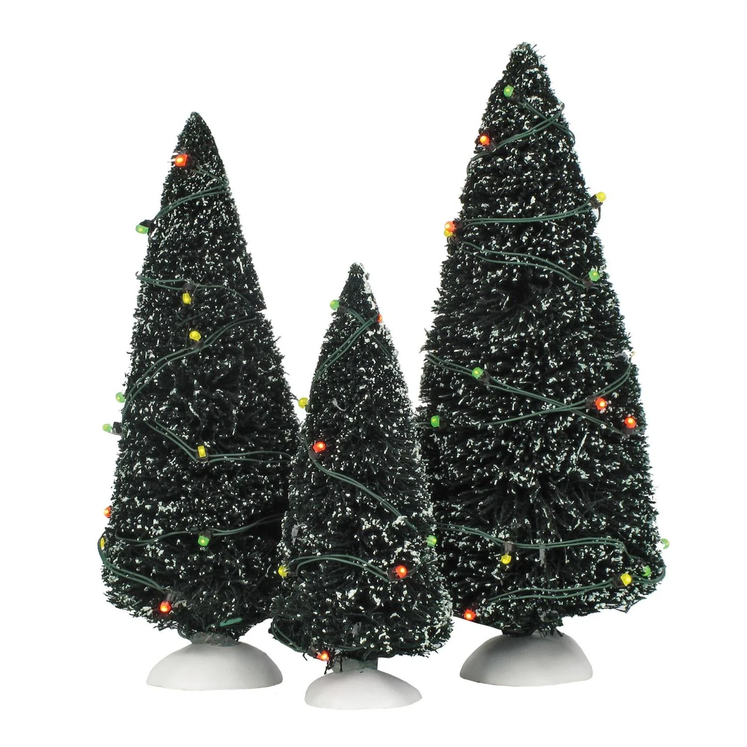 Village Accessories - Twinkling Lit Trees Green (Set of 3) Figurine