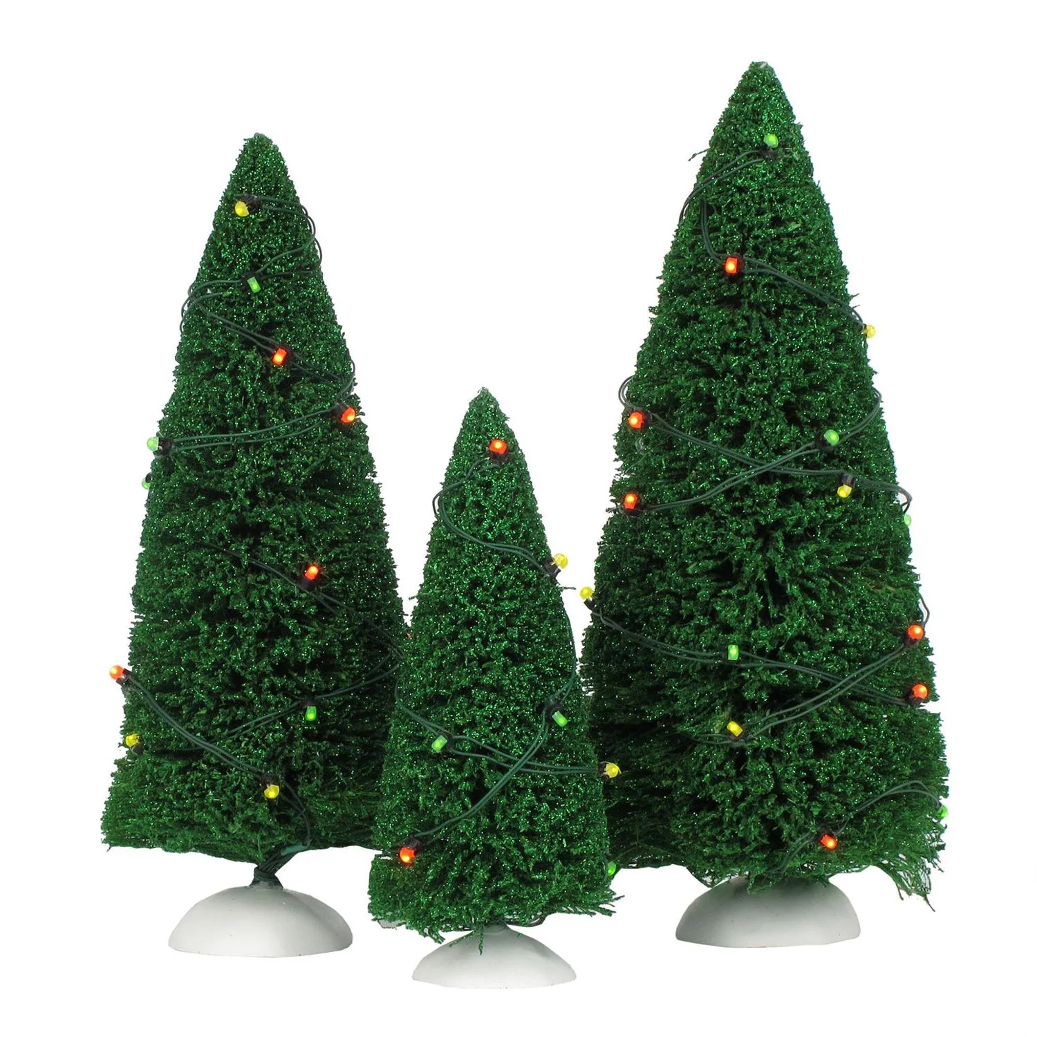 Village Accessories - Twinkling Lit Trees Green (Set of 3) Figurine - Image 2