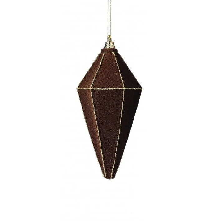 VP Flocked Finial w/Glitter Ornament, 7.5-8" (2 styles - sold individually) (Chocolate)