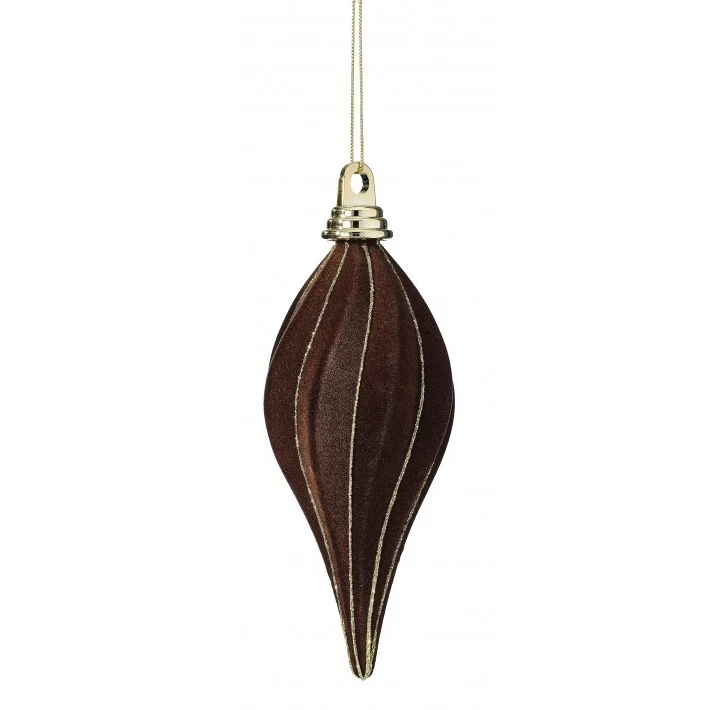 VP Flocked Finial w/Glitter Ornament, 7.5-8" (2 styles - sold individually) (Chocolate) - Image 2